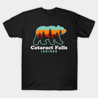 Cataract Falls Indiana Bear Retro Vintage Sunset T-Shirt